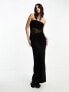 Фото #7 товара ASOS DESIGN slinky cut out maxi dress with contrast binding in black