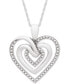 ფოტო #1 პროდუქტის Diamond Multi-Heart 18" Pendant Necklace (1/10 ct. t.w.) in Sterling Silver