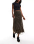 Фото #1 товара Wednesday's Girl leopard mesh print midaxi skirt in tan