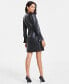 Фото #2 товара Women's Faux-Leather Surplice Dress, Created for Macy's