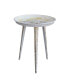 Фото #1 товара 20 Inch Artisanal Industrial Round Tray Top Iron Side End Table, Tripod Base, Distressed White, Gold