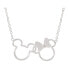 Mickey and Minnie Mouse Jewelry for Women, Silver Flash Plated Interlocking Mickey and Minnie Mouse Pendant Necklace, 18"