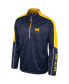 Фото #3 товара Men's Navy Michigan Wolverines Marled Half-Zip Jacket