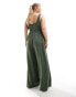 Фото #3 товара ASOS DESIGN Curve scoop neck wide leg jumpsuit in khaki