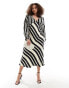 Фото #2 товара Never Fully Dressed Plus crochet balloon sleeve maxi dress in monochrome stripe