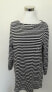 Jones New York Women's Three Quarter Sleeve Boat Neck Sweater Black Gray L