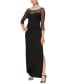 ფოტო #1 პროდუქტის Petite 3/4-Sleeve Illusion Ruffled Gown