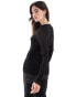 Фото #2 товара Vero Moda fine jersey long sleeve lettuce edge top in black