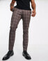 Фото #4 товара Jack & Jones Intelligence slim fit smart jersey trousers in brown check