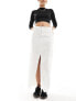 River Island split front maxi skirt in white 34 - фото #9