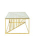 Gold Accent Table with Glass Top & Stainless Steel Frame