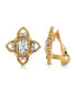 ფოტო #1 პროდუქტის Gold Tone Clear Crystal Rectangle Crystal Floral Clip Earring