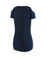 Women's Navy Cleveland Indians Clear The Bases Cold Shoulder Scoop neck T-shirt