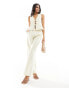 4th & Reckless beaded tie front waistcoat co-ord in cream Бежевый, 38 - фото #4