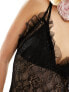 Labelrail x Dyspnea sheer lace maxi cami dress with godet detail in black