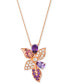 Фото #1 товара Multi-Gemstone (3/4 ct. t.w.) & Nude Diamond (1/3 ct. t.w.) Flower Pendant Necklace in 14k Rose Gold, 18" + 2" extender