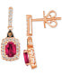 Passion Ruby (7/8 ct. t.w.) & Diamond (1/3 ct. t.w.) Halo Drop Earrings in 14k Rose Gold