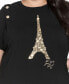 ფოტო #3 პროდუქტის Plus Size Eiffel Button T-Shirt