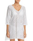 Фото #1 товара J Valdi 257009 Women's Lace Embroidered Swim Top White Cover Up Size Medium