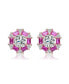 Sterling Silver With Round Baguette Cubic Zirconia Stud Earrings