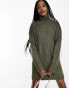 ASOS DESIGN Tall knitted jumper mini dress with high neck in khaki