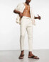 Only & Sons linen mix tapered fit trousers in beige