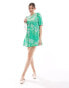 Wednesday's Girl floral print mini smock dress in green