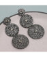 Women's Black Circular Cluster Drop Earrings