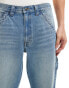 Фото #4 товара ASOS DESIGN straight leg carpenter jeans with vintage tint in light wash blue