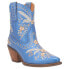 Фото #2 товара Dingo Primrose Embroidered Floral Snip Toe Cowboy Booties Womens Blue Casual Boo