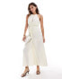 ASOS DESIGN high neck ruched front midi dress in buttermilk Buttermilchgelb, 32 - фото #1