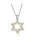 Фото #1 товара Sterling Silver White Gold Plated Yellow Cubic Zirconia Open Star Necklace