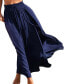 Women's Blue Smocked Waist Maxi Skirt