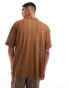 Фото #4 товара ASOS DESIGN oversized revere polo in brown texture