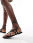 Stradivarius leather strappy sandal in black