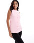 ASOS DESIGN knitted crew neck waistcoat with front split in pink