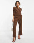 Фото #1 товара Vero Moda Aware tailored suit trousers with turn up in brown