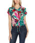 Фото #1 товара Women's Printed Collared Button-Front Printed Floral Top
