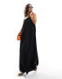 Pretty Lavish strappy oversized midaxi dress in black