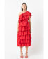 ფოტო #3 პროდუქტის Women's One Shoulder Tiered Midi Dress