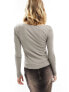 Weekday fitted boatneck long sleep top in beige