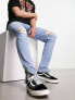 Фото #8 товара ASOS DESIGN skinny jeans with knee rips and zip detail in light blue