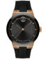 ფოტო #1 პროდუქტის Men's Swiss Fusion Bold Black Silicone Strap Watch 42mm