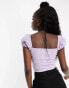 Фото #4 товара ASOS DESIGN broderie cupped puff sleeve sun top in lilac