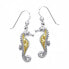 DIVE SILVER Celtic Seahorse Earrings With Gold 14k