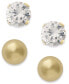 ფოტო #1 პროდუქტის 10k Gold Earring Set, Cubic Zirconia (7/8 ct. t.w.) and Ball Stud Earring Set