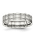 Фото #1 товара Stainless Steel Brushed and Polished 6mm Ridged Flat Band Ring