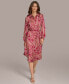 ფოტო #1 პროდუქტის Donna Karan Women's Printed Button-Front Belted Dress