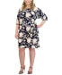 Plus Size Floral Print Tied A-Line Dress