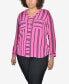 ფოტო #1 პროდუქტის Plus Size Half-Zip Striped Shirt